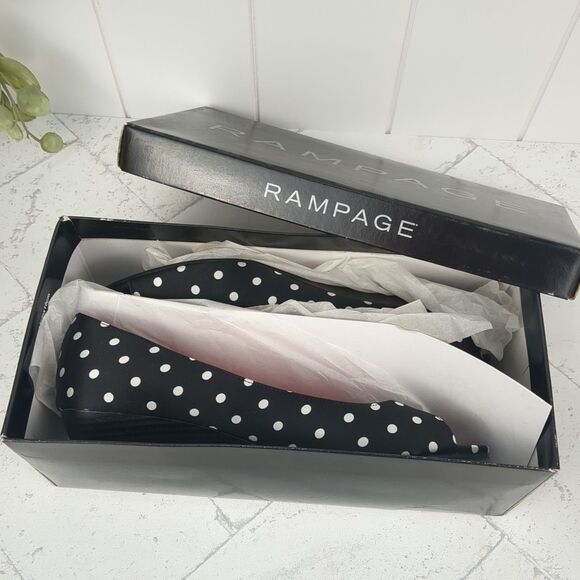 Polka Dot Black And White Peep Toe Wedge Heel Size 8M Rampage NIB Rockabilly - Picture 7 of 8